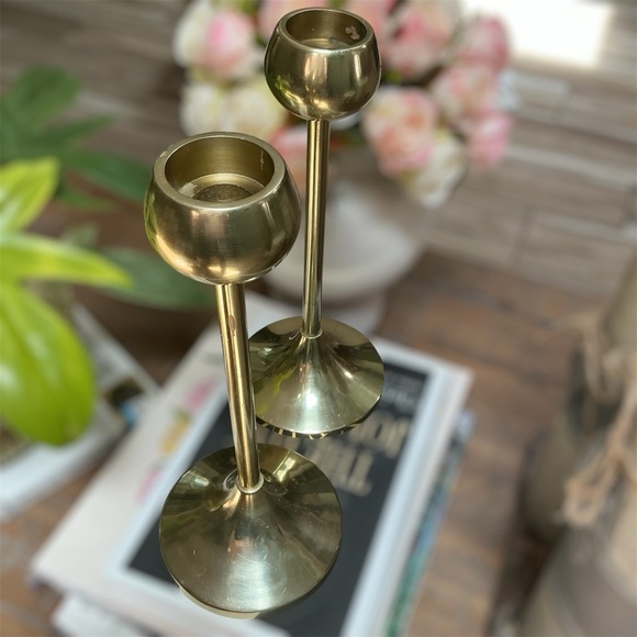 Threshold 11’ Brass Gold Tone Candle Holder Chalice Cup MCM Style - Picture 1 of 11